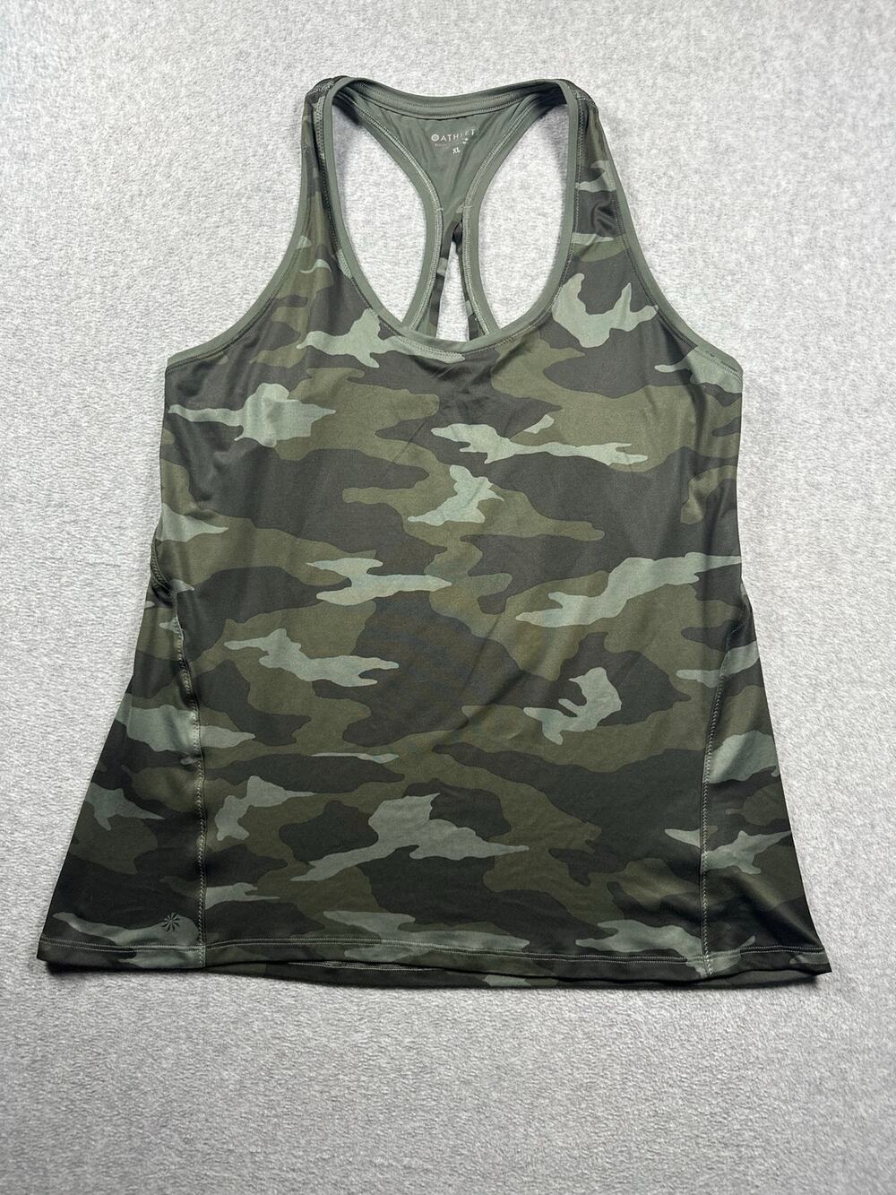 Athleta Limitless Tank Top Women's Size XL Green Camouflage Racerback Keyhole